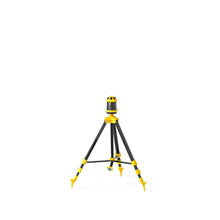Telescoping tripod sprinkler stand with short black legs and yellow connection points