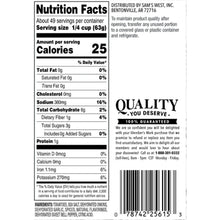 Nutrition Facts label for tomato sauce with serving size 1/4 cup