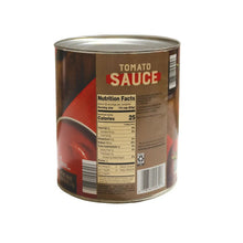 Tomato sauce can back with Nutrition Facts panel and barcode