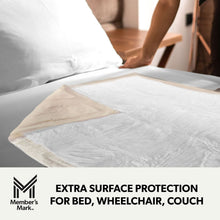Large underpad lying on bed sheet with absorbent layer ready
