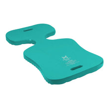 Teal floating pool saddle with wavy texture, front and side carry cutouts