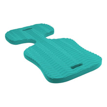 Teal floating pool saddle pad with wavy ridges and two side handle slots