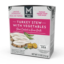 Members Mark turkey stew with vegetables wet dog food carton front with slow-cooked text