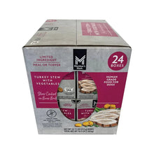 Bottom panel of Members Mark turkey stew with vegetables wet dog food 24-box case