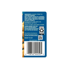 Back label with ingredients, barcode, and serving info for cashews
