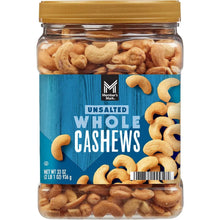 Whole cashews jar with amber lid, unsalted
