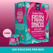 Fruit-flavored snack pouch box, teal and pink limited edition, 100 pouches per box