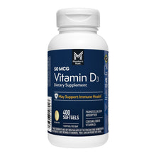 Member's Mark Vitamin D3 supplement bottle, 50 mcg, 400 softgels