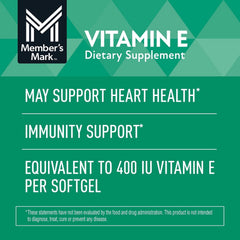 Member's Mark Vitamin E Softgels, 180 mg, 500 ct.