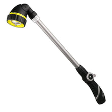 2-piece watering nozzle set with long silver handle and black grip heads