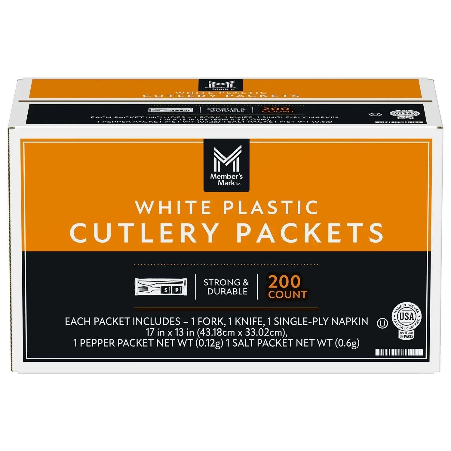 Member's Mark White Plastic Cutlery Packets 200 ct. - USA MEGA SHOP