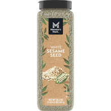 White sesame seed bottle with lid, leaf design accents, and sesame seed label