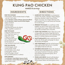 Recipe card for "Kung Pao Chicken" with ingredients list and cooking directions