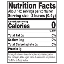 Nutrition facts panel for bay leaves, serving size 2 leaves (0.4g)