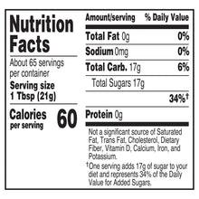 Nutrition facts panel with serving size 1 Tbsp (21 g) and 60 calories