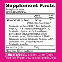 Probiotic supplement facts label panel with ingredient and serving details