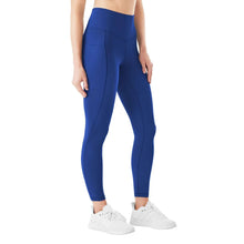 Women’s high-rise active leggings in blue, full-length with angled panel details