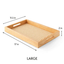 Large rectangular wooden serving tray, 11.5 in x 17 in, 2 in height