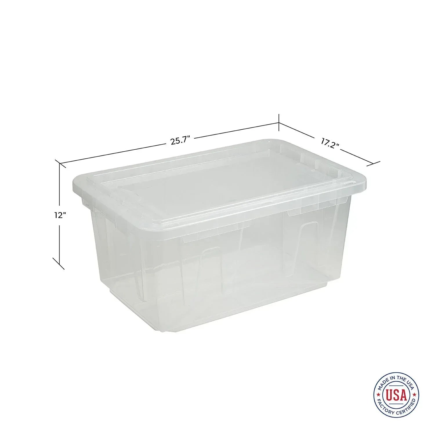 Member's Mark 60 Quart Clear Storage Tote, 17.2" D x 25.7" W x 12.0" H, 1 pack or 4 pack