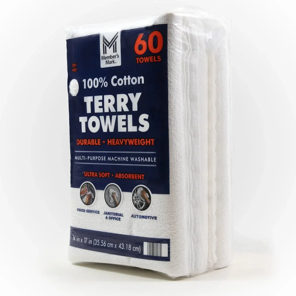 Member's Mark 100% Cotton Terry Towels, 14" x 17", 60 ct. - USA MEGA SHOP
