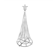 Pre-lit shooting star tree with silver star topper and white light strands