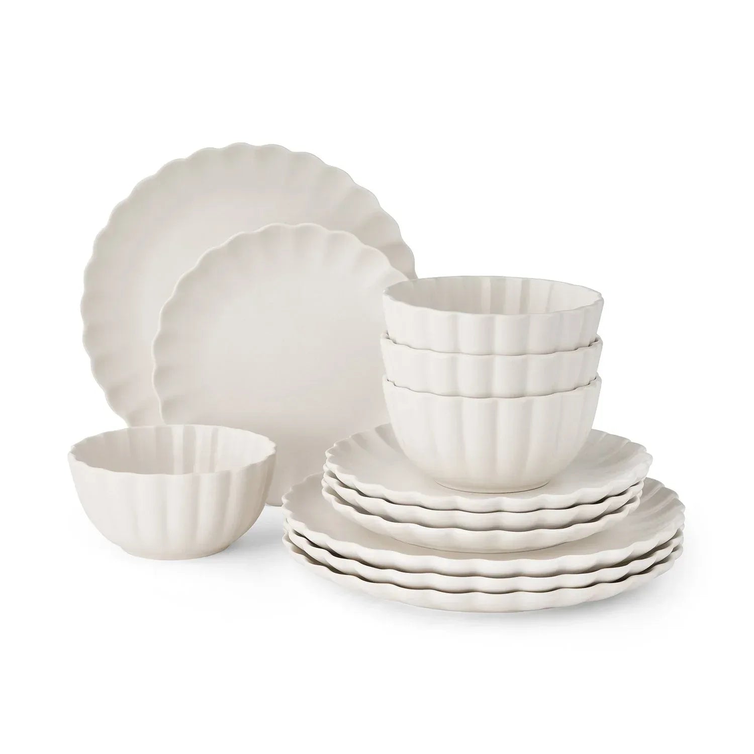 Member's Mark 12-Piece Scallop Dinnerware Set - USA MEGA SHOP