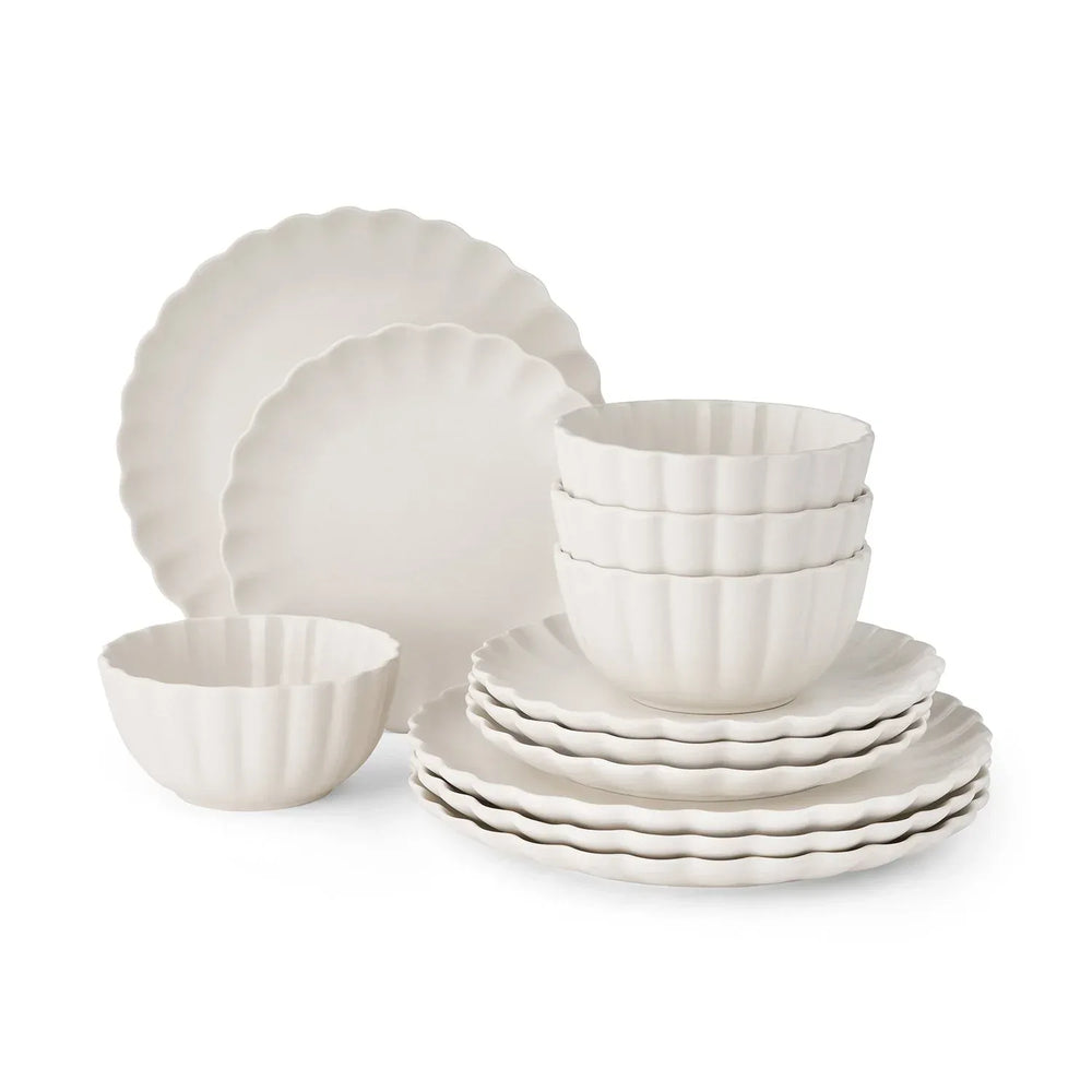 Member's Mark 12-Piece Scallop Dinnerware Set - USA MEGA SHOP