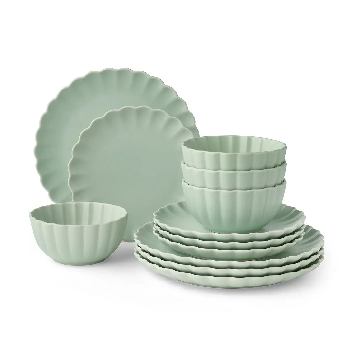 Member's Mark 12-Piece Scallop Dinnerware Set - USA MEGA SHOP