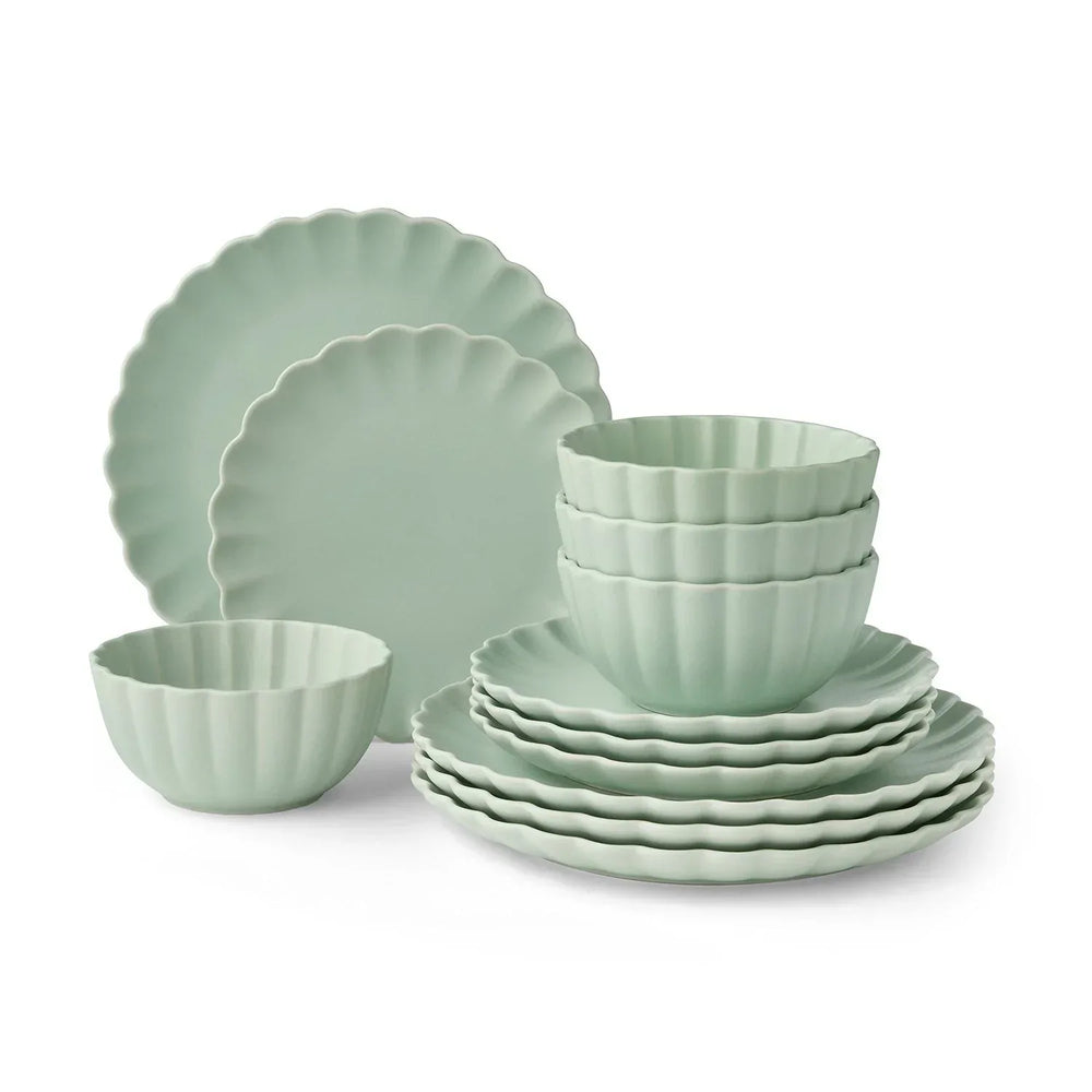 Member's Mark 12-Piece Scallop Dinnerware Set - USA MEGA SHOP