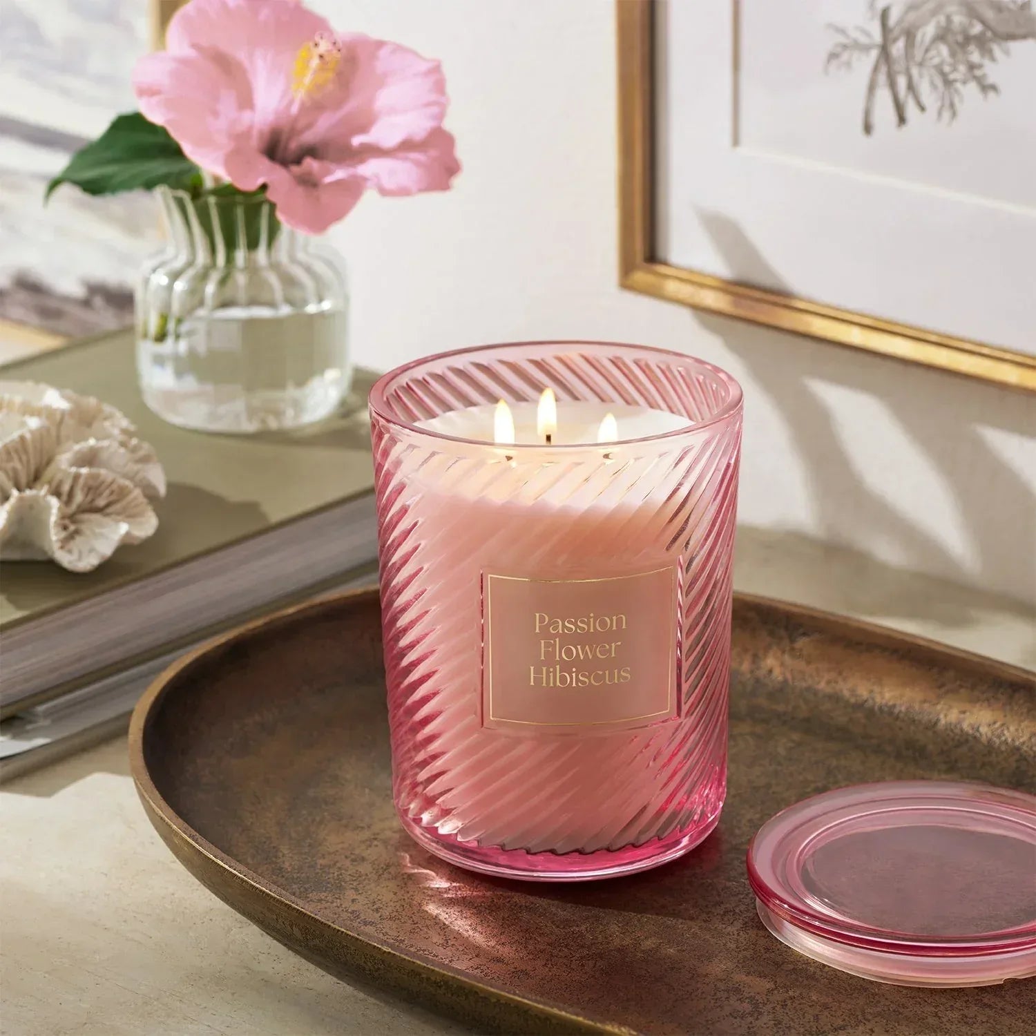 Member's Mark 3-Wick Ribbed Glass Candle, 28 oz.
