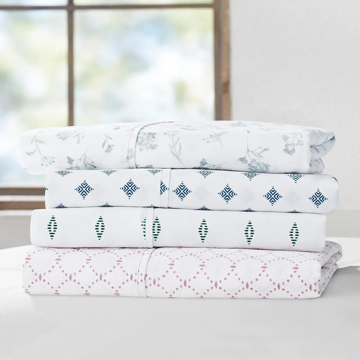 Member's Mark 300-Thread-Count 100% Organic Cotton Printed Sheet Set, Assorted Sizes