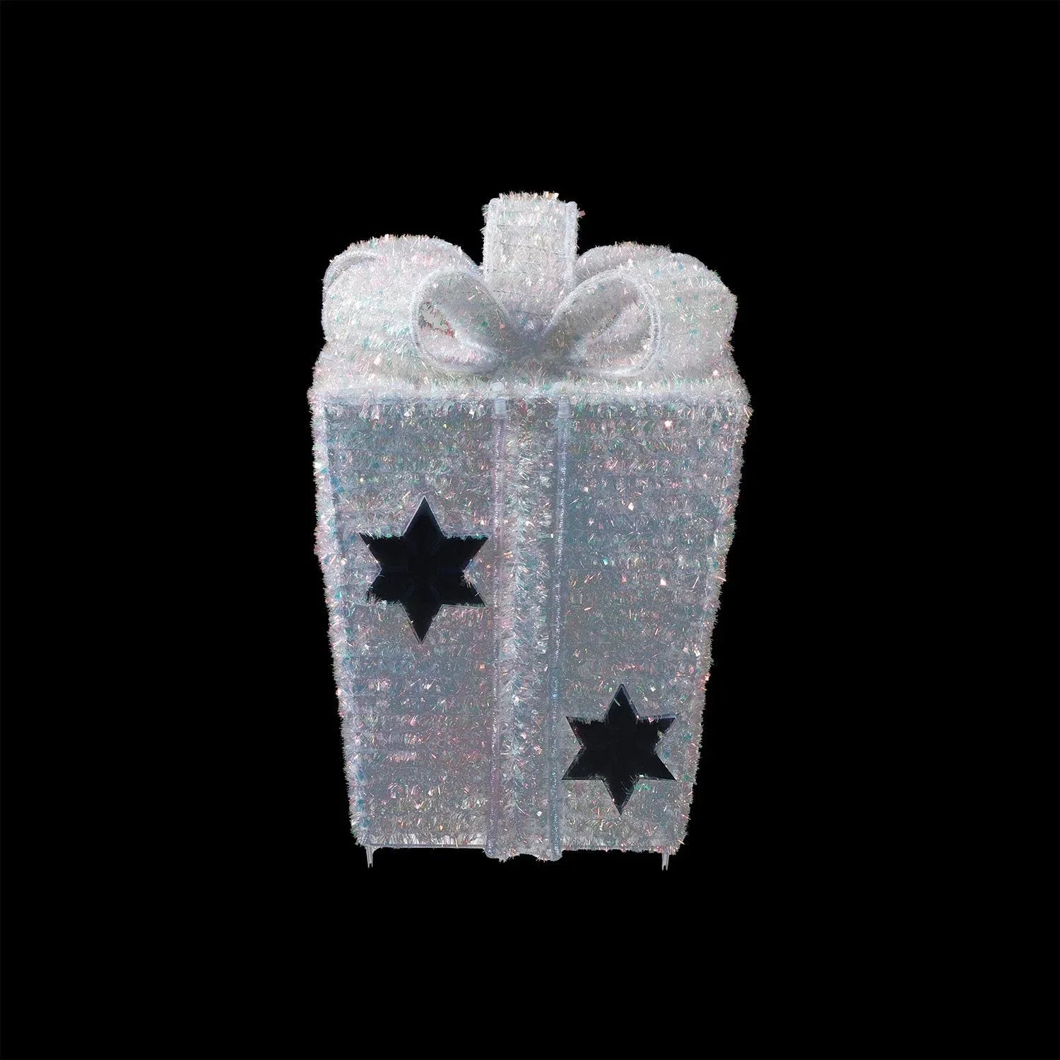 Member's Mark 32" Pre-Lit Iridescent Twinkle Tinsel Gift Box Decor - USA MEGA SHOP