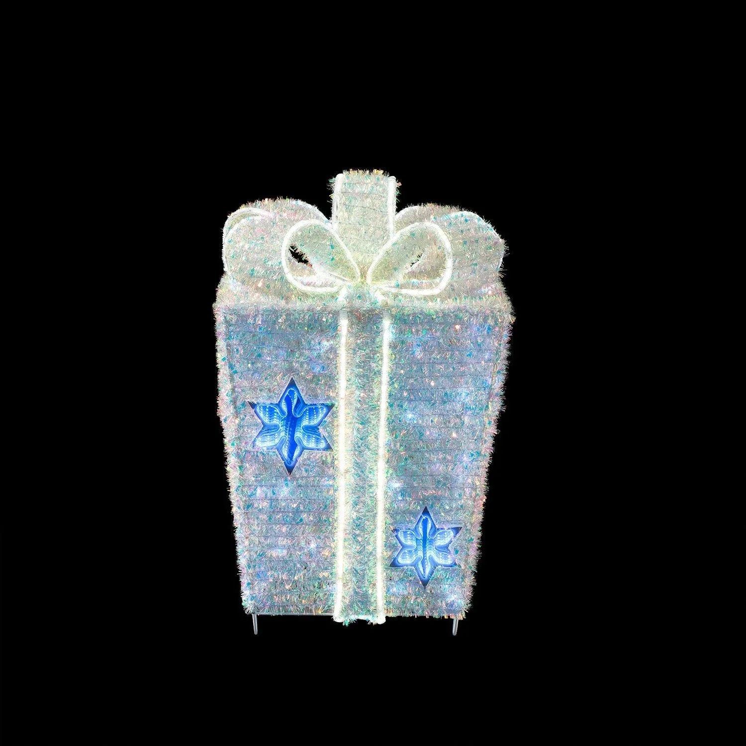 Member's Mark 32" Pre-Lit Iridescent Twinkle Tinsel Gift Box Decor - USA MEGA SHOP
