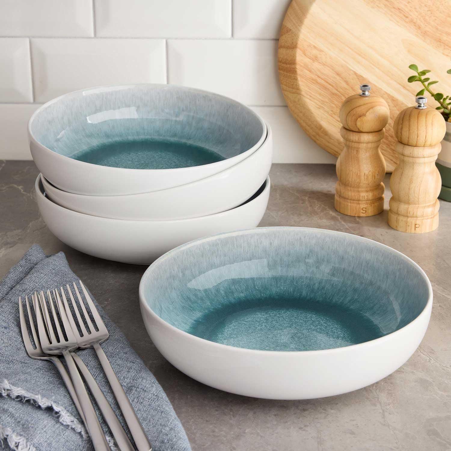 Member's Mark 4-Piece Stoneware Reactive Pasta Bowl Set