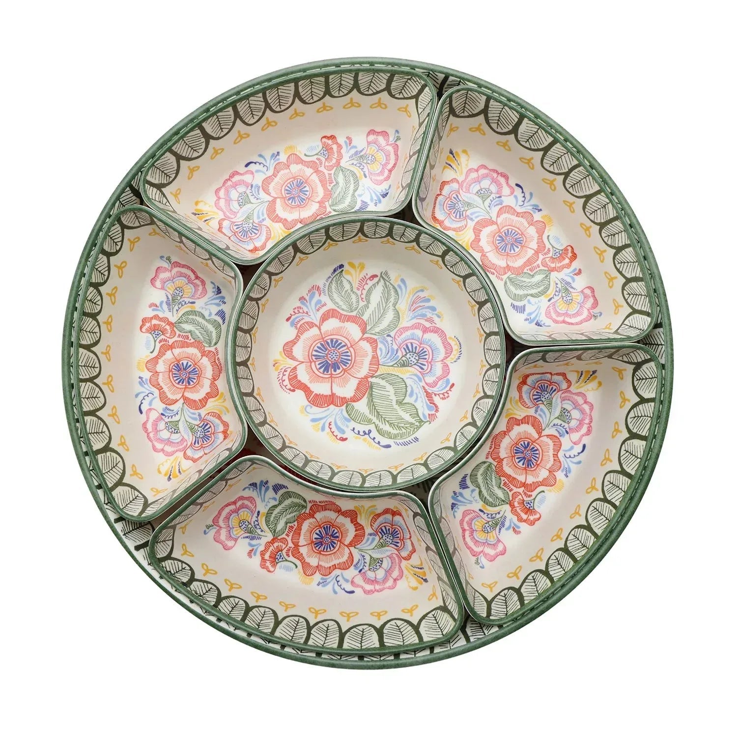 Member's Mark Bamboo Melamine 6-Section Serving Platter with Lazy Susan Base and Storage Lid