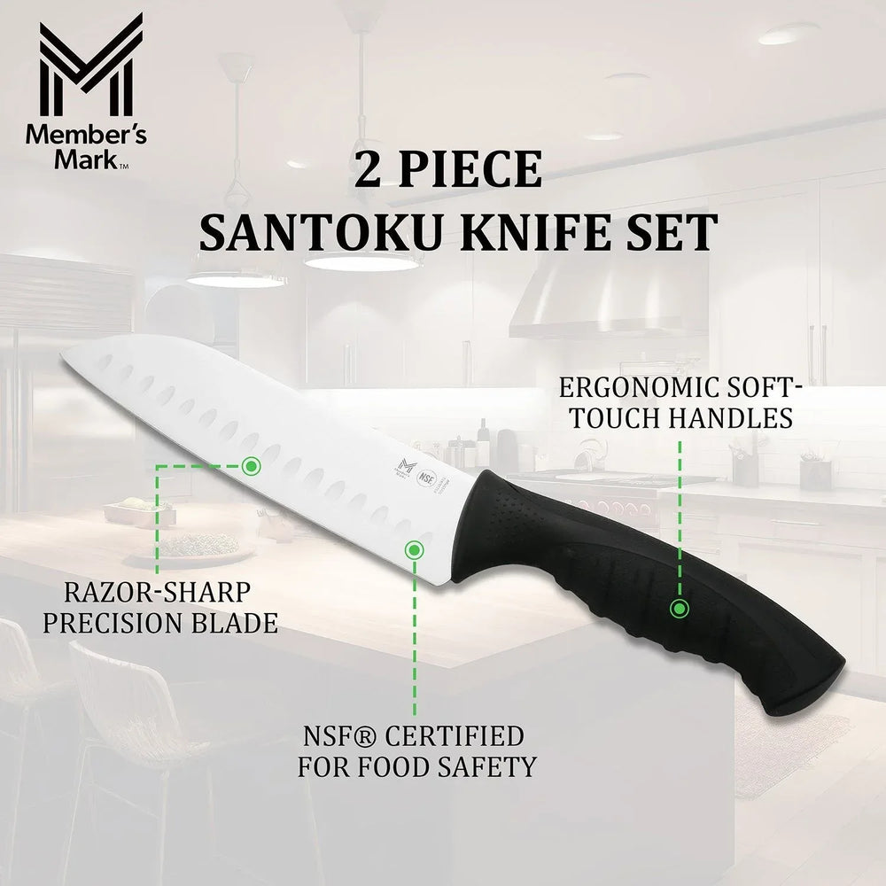 Member's Mark 7" Non-Slip Handle Santoku Slicing Knife, 2 pk. - USA MEGA SHOP