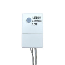 Pre-lit decoration controller with STEADY, TWINKLE, and OFF settings buttons