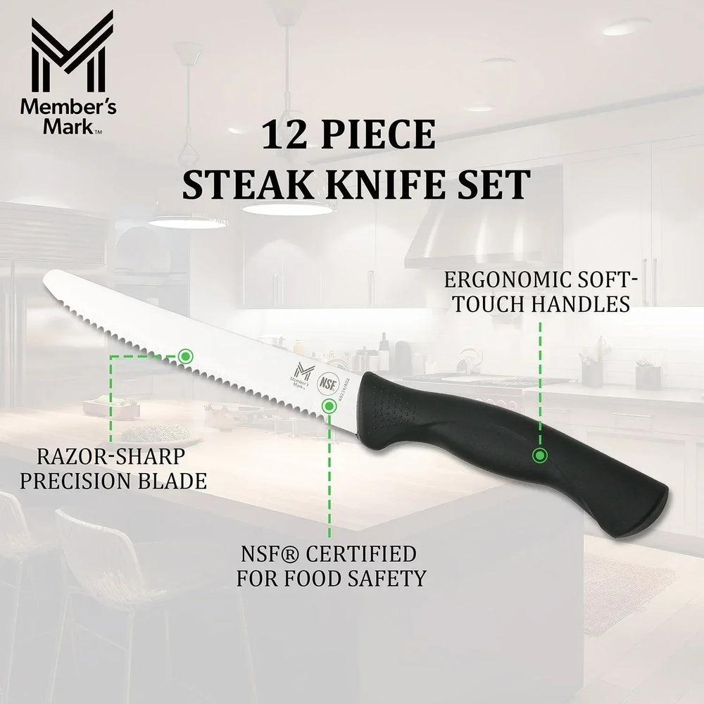 Member's Mark 8.5" Stainless Steel Steak Knives, 12 ct. - USA MEGA SHOP