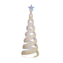 Pre-lit spiral tree with star topper, warm white and gold-toned lights