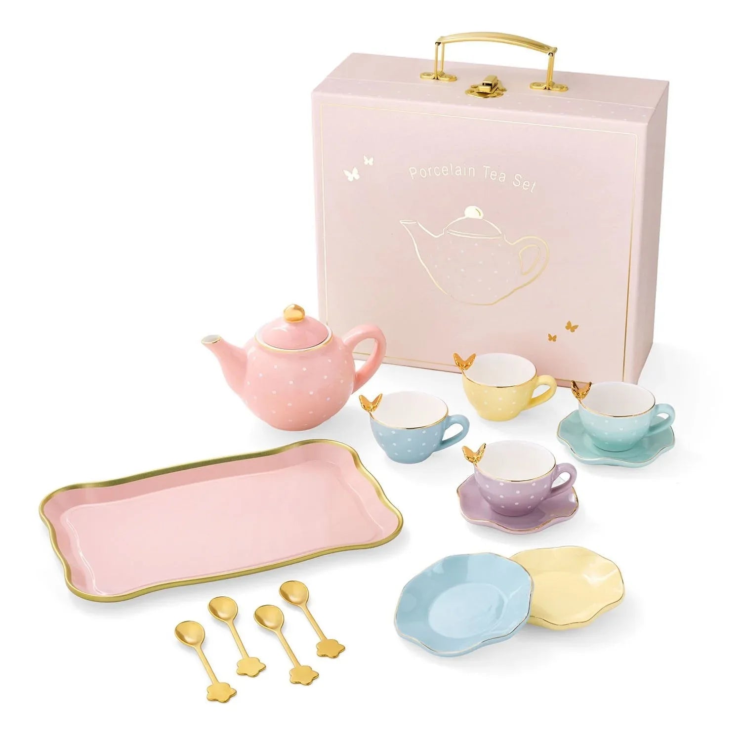 Member's Mark Butterfly Porcelain Tea Set, 15 pc. - USA MEGA SHOP