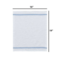 Single cotton bar mop towel with blue border stripe, ribbed terry weave