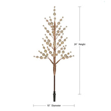 Warm-white crystal bead pathway light tree: 24 in high, 10 in diameter