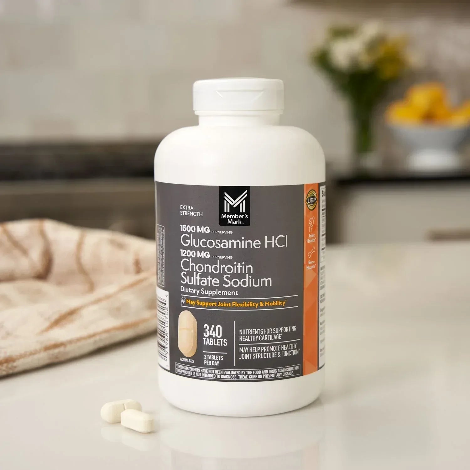 Member's Mark Extra Strength Glucosamine HCl and Chondroitin Sulfate Sodium Tablets, 340 ct.