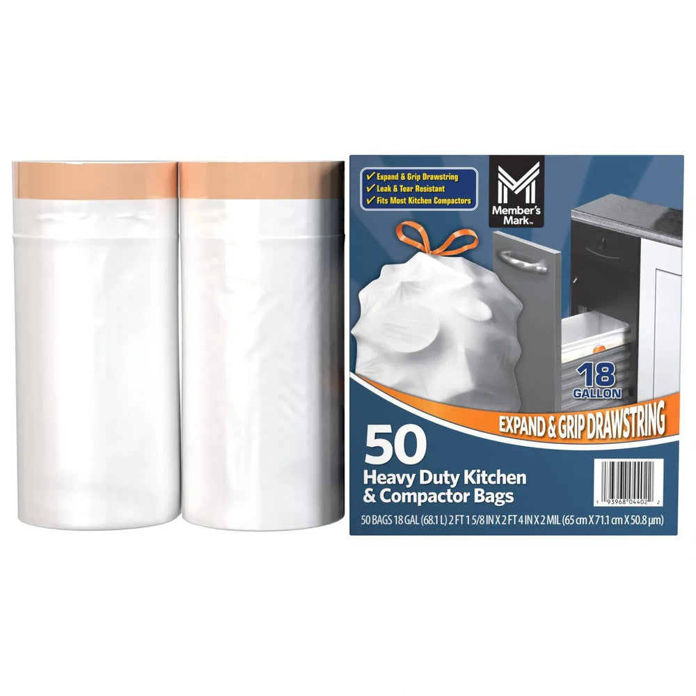 Member's Mark Heavy Duty 18-Gallon Kitchen & Compactor Trash Bags, 50 ct. - USA MEGA SHOP
