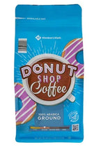 Ground coffee bag, blue Donut Shop Coffee design, resealable bag, 100% Arabica