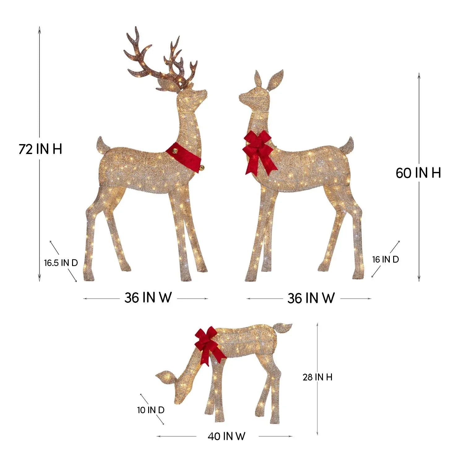Member's Mark Pre-Lit Animated Deer Family, Set of 3 - USA MEGA SHOP