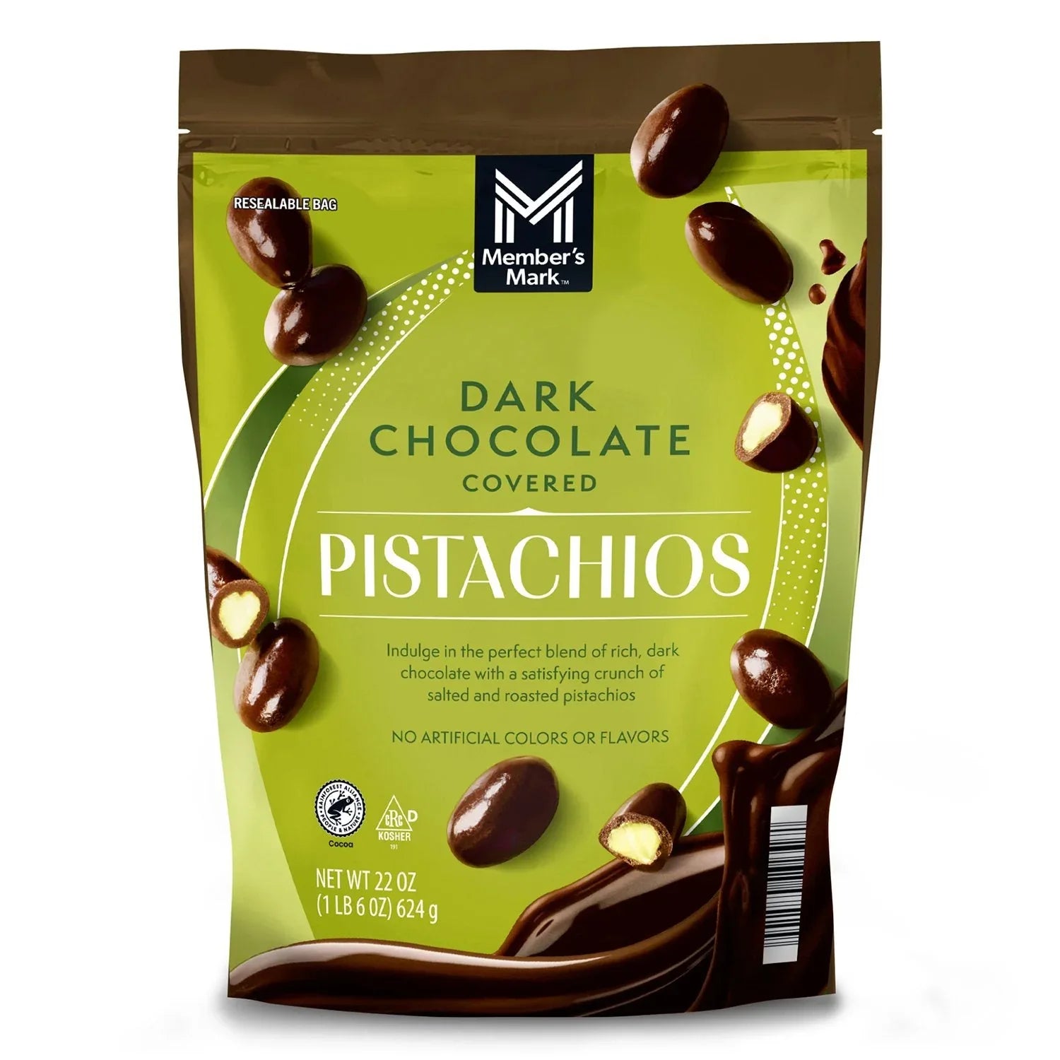 Members Mark Dark Chocolate Covered Roasted Pistachios, 22 oz. - USA MEGA SHOP