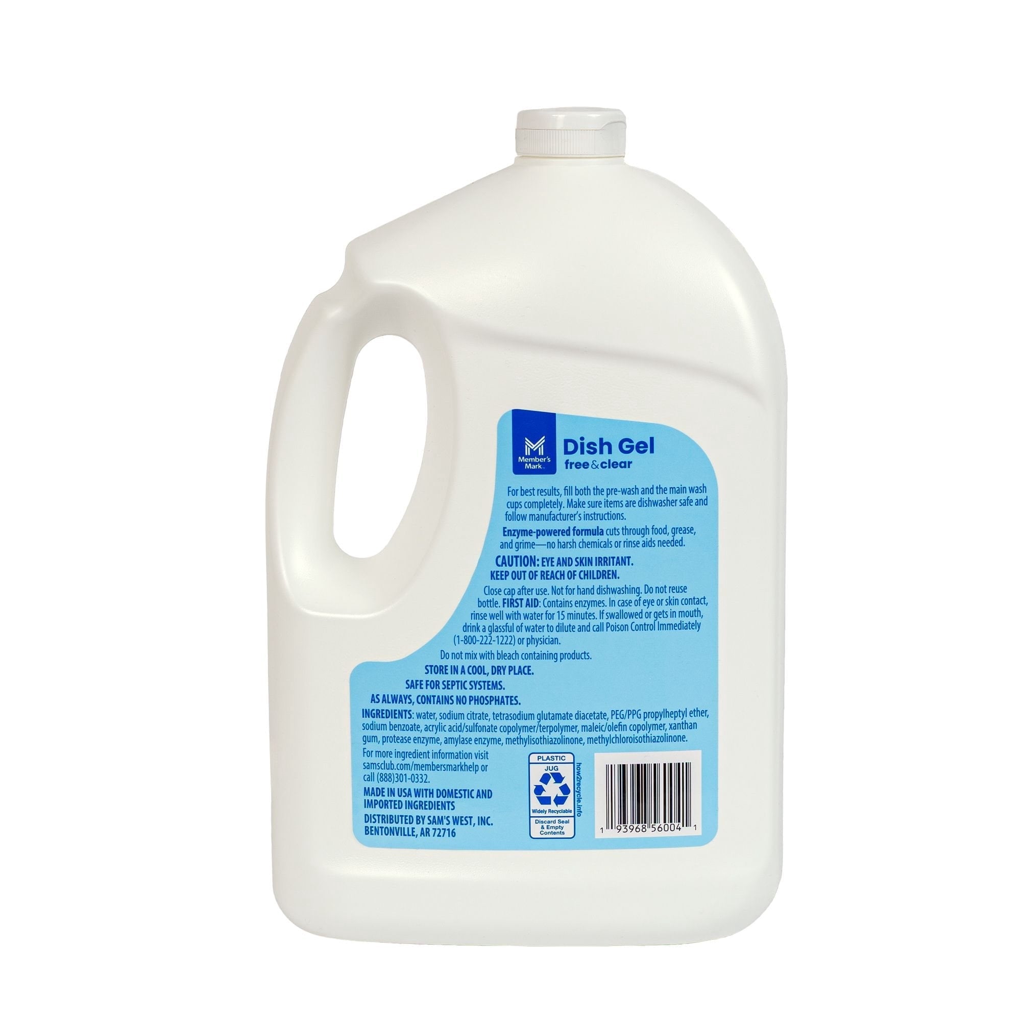 Members Mark Free & Clear Dishwasher Detergent Gel, 125 fl. oz