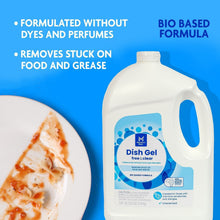 Dish detergent gel bottle upright with blue Free & Clear label