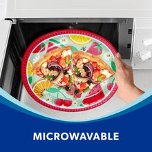 Microwavable fruit-pattern oval paper plate with pizza